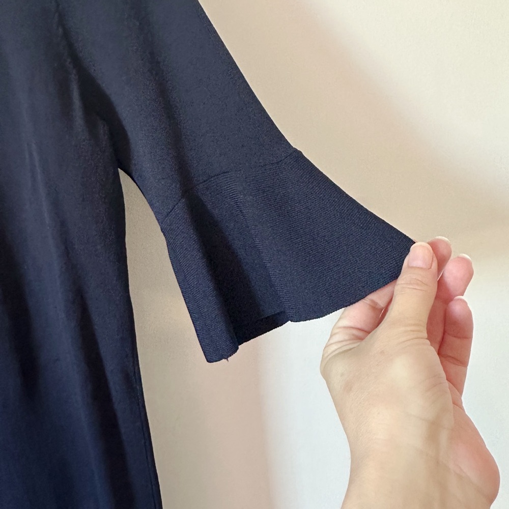 COS dress women’s size small navy blue flutter 3/4 sleeves shift dress - Picture 3 of 7